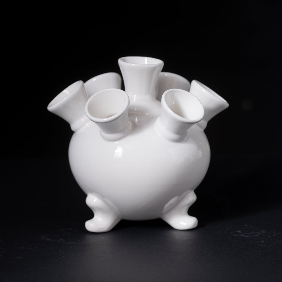 Tulip Vase on Legs White Ceramic 17cm