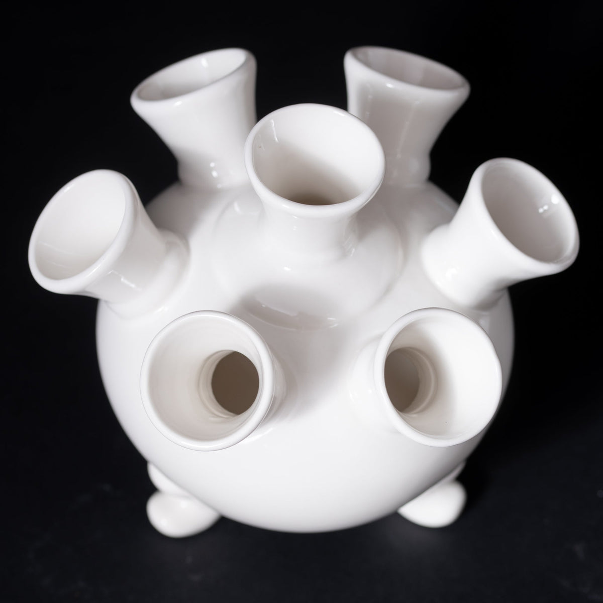 Tulip Vase on Legs White Ceramic 17cm