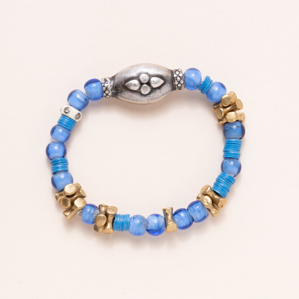 African Brass/Vinyl/Glass, Silver/Enamel/Diamond Rondell, Tibetan Silver