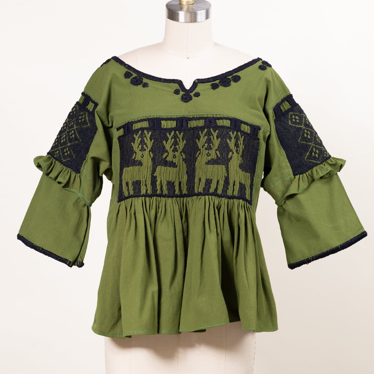 Hand Embroidered Deer Top