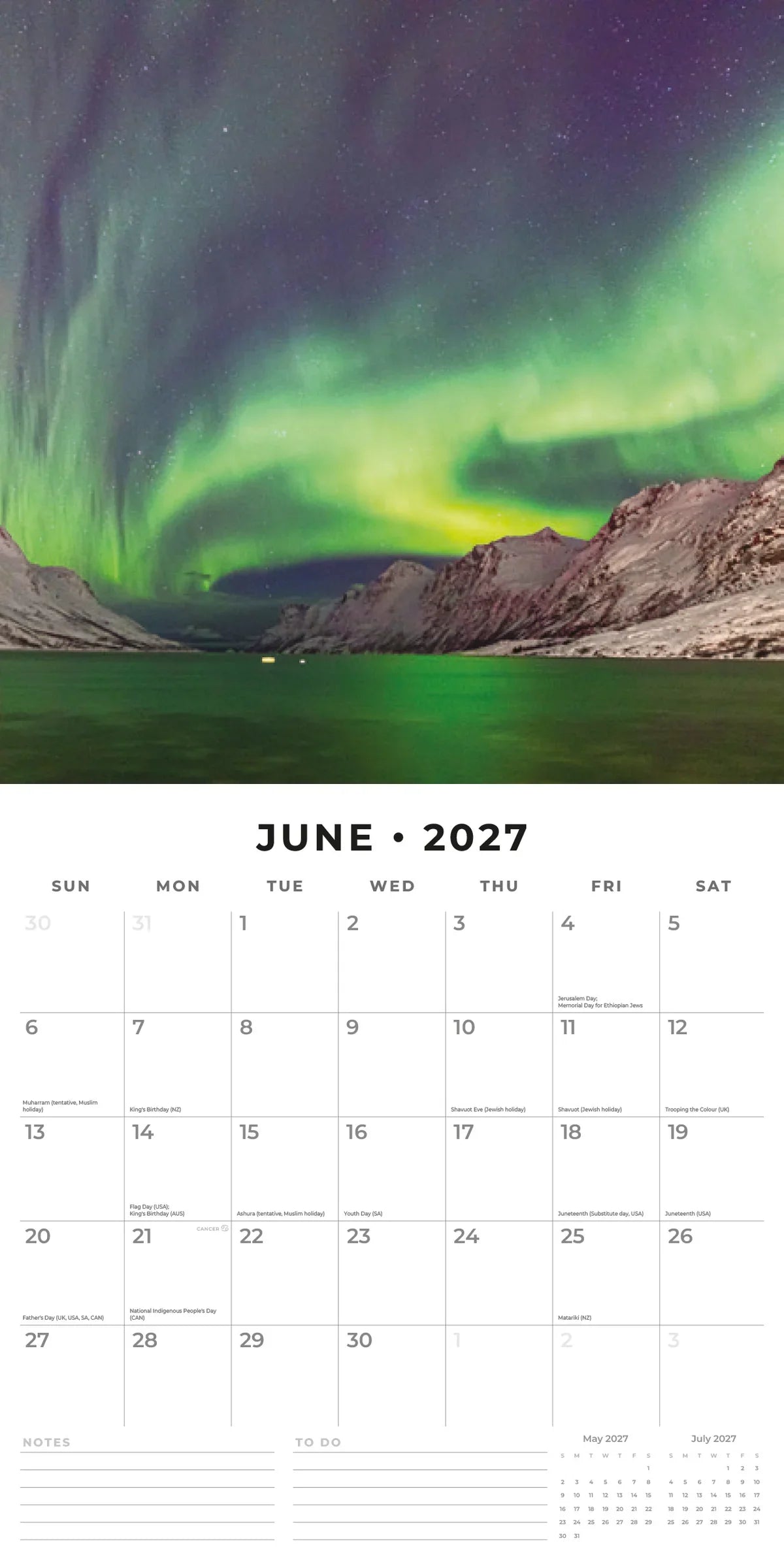 2027 Square Wall Calendar Aurora Boraellis Northern Lights (RR271294)