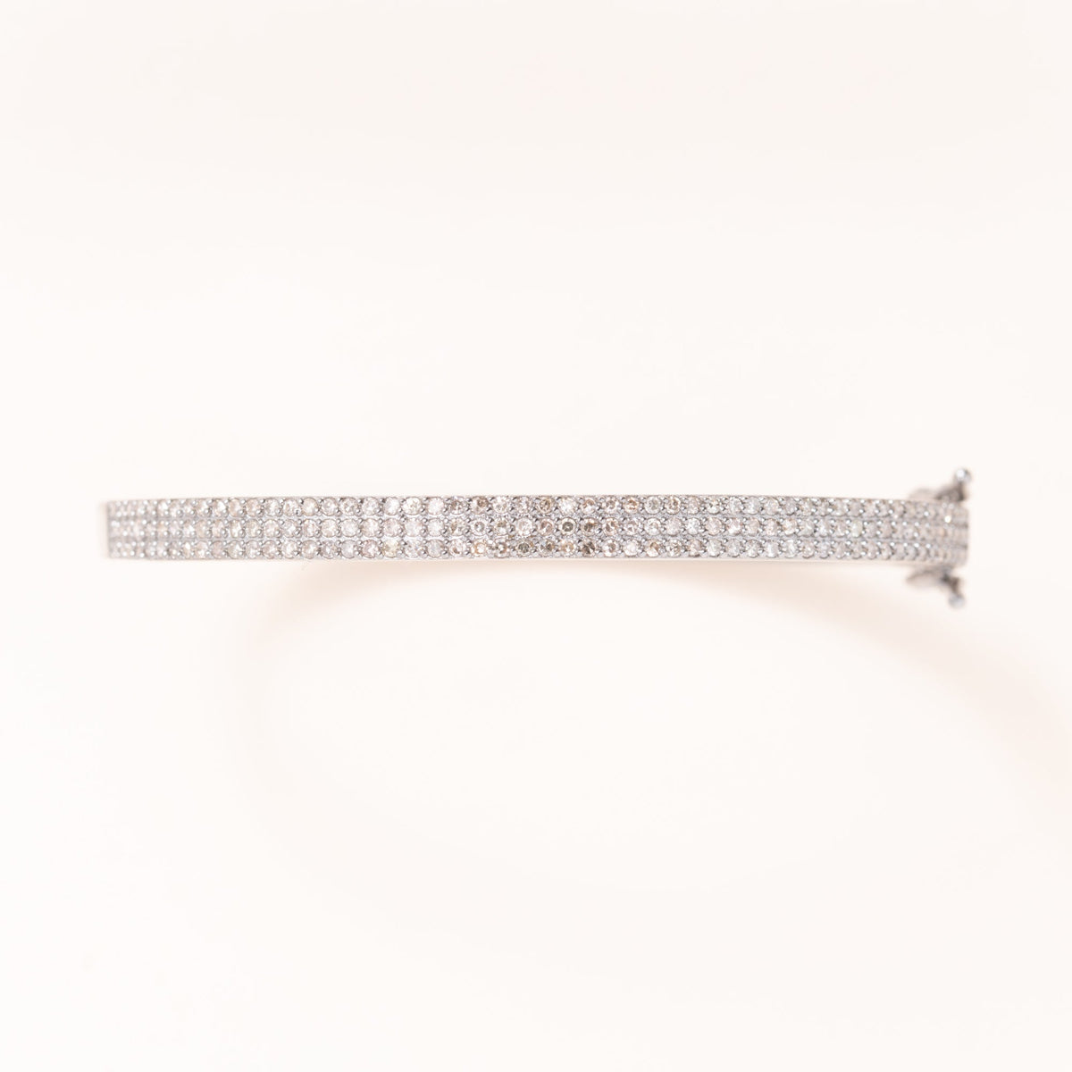 Silver & 3 Row Diamond Pave Bangle