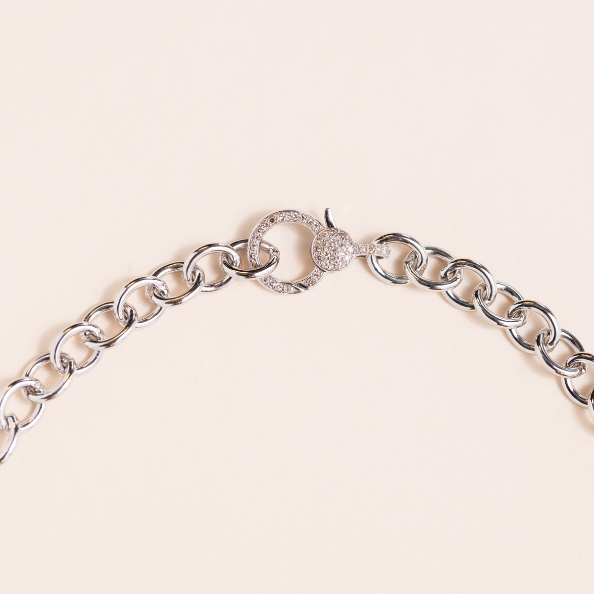 Sterling Silver Chain with Diamond Pave Clasp