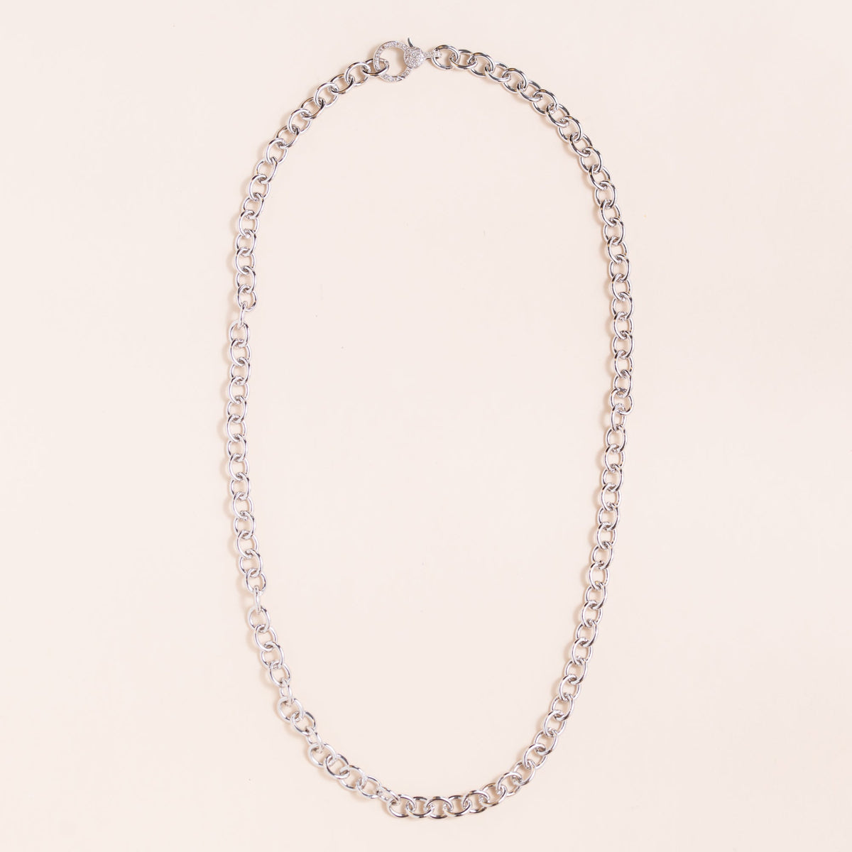 Sterling Silver Chain with Diamond Pave Clasp