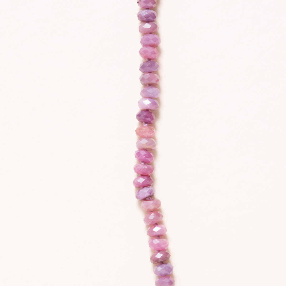 Hand Knotted Ruby Faceted Rondelle Beads with Silver Pave Diamond Clasp Necklace