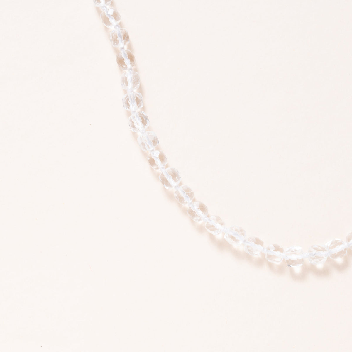Hand Knotted Faceted Crystal Beads with Silver Pave Diamond Clasp Necklace
