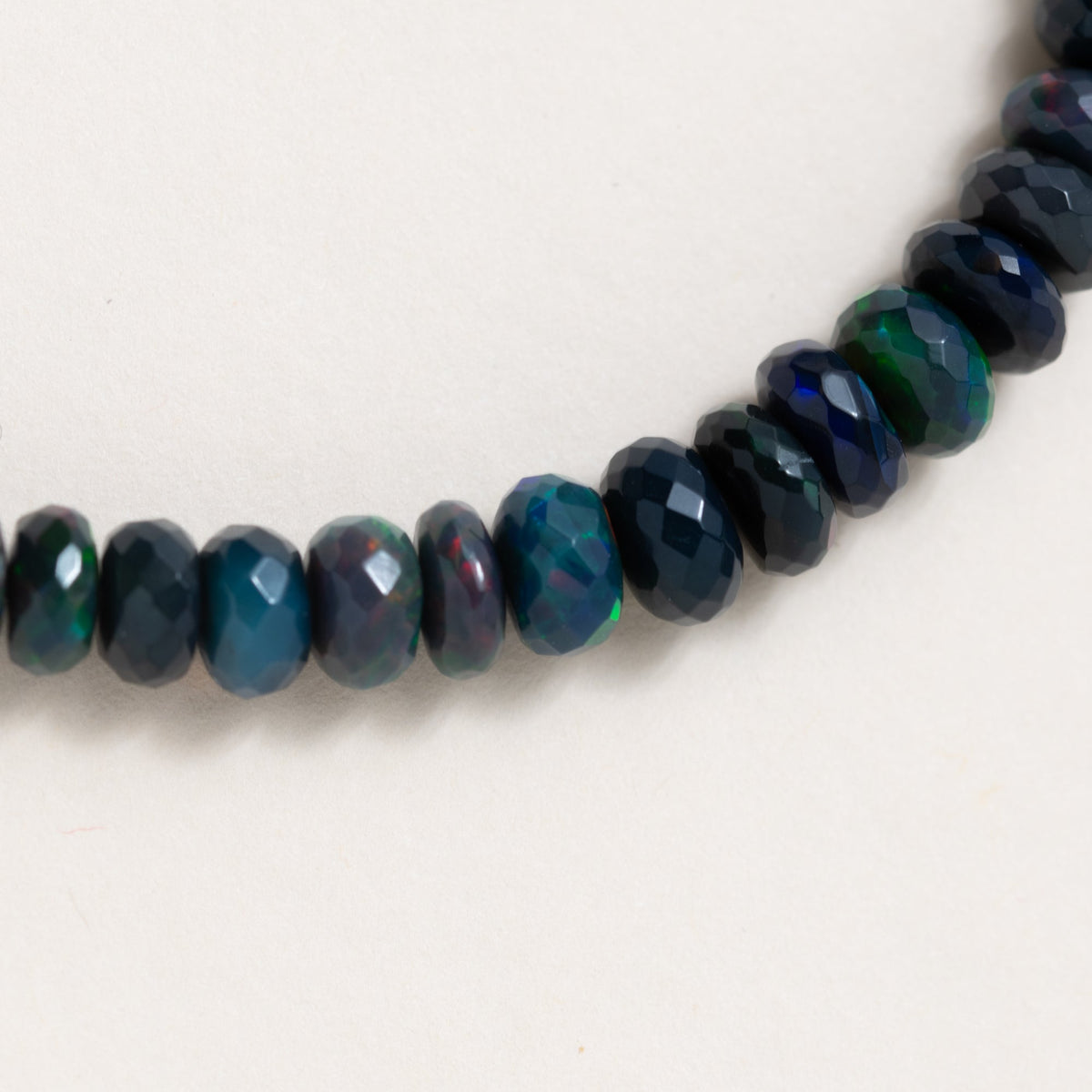 Ethiopian Black Faceted Opal Necklace with Silver Clasp, 18.5"