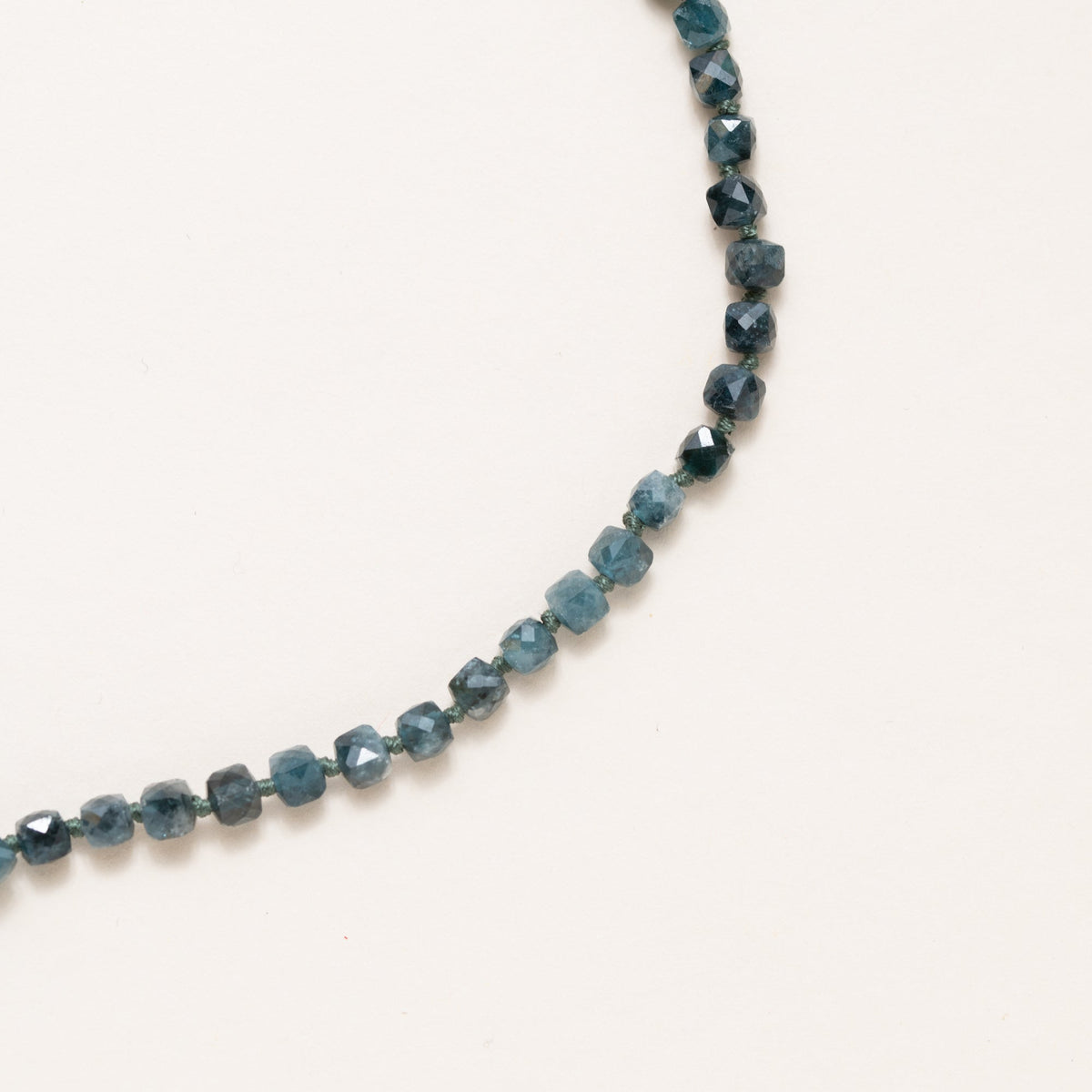 Blue Topaz Hand-Knotted Necklace with Gold Filled Clasp