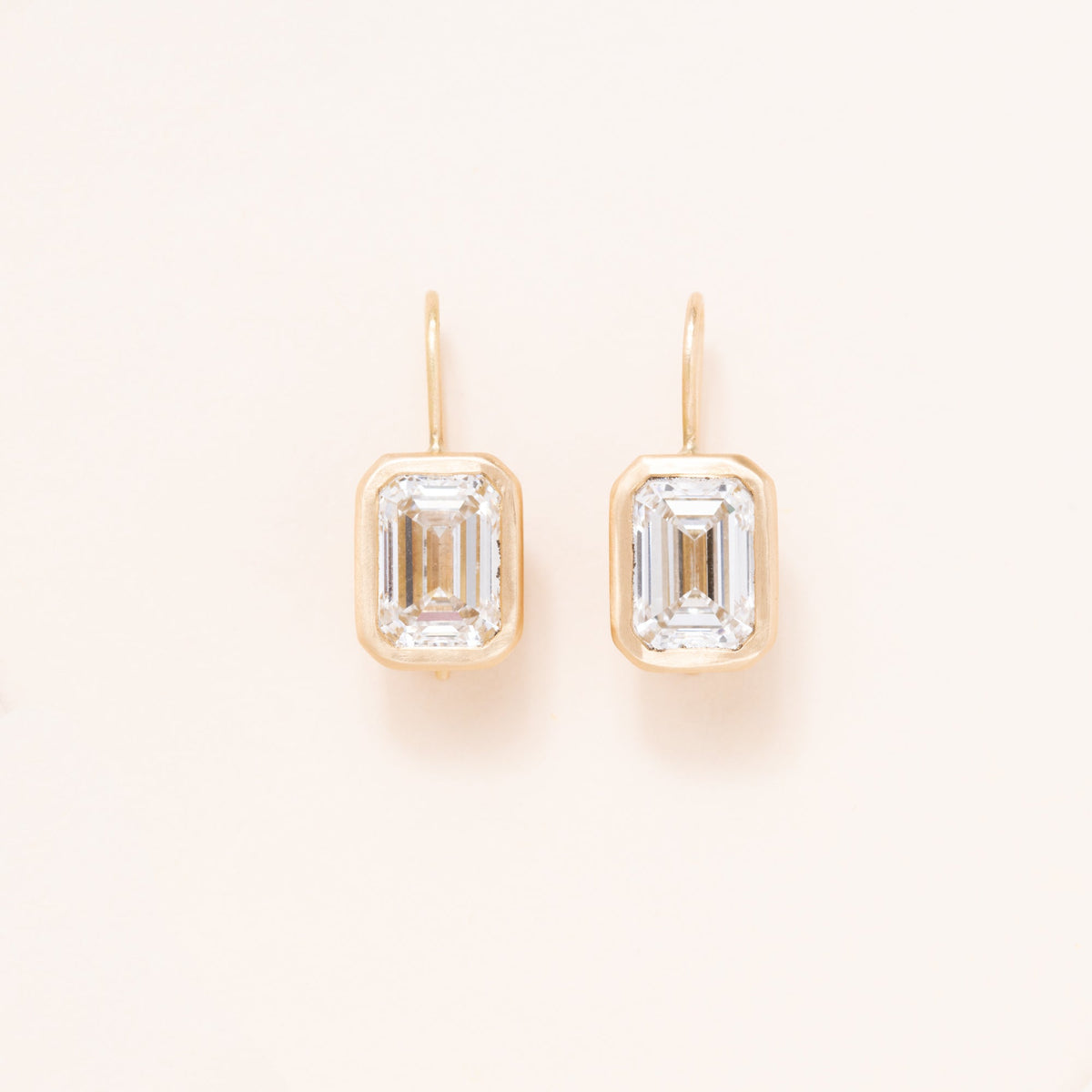 2 carat each Emerald Cut Lab Diamond Earrings set into 18K Gold