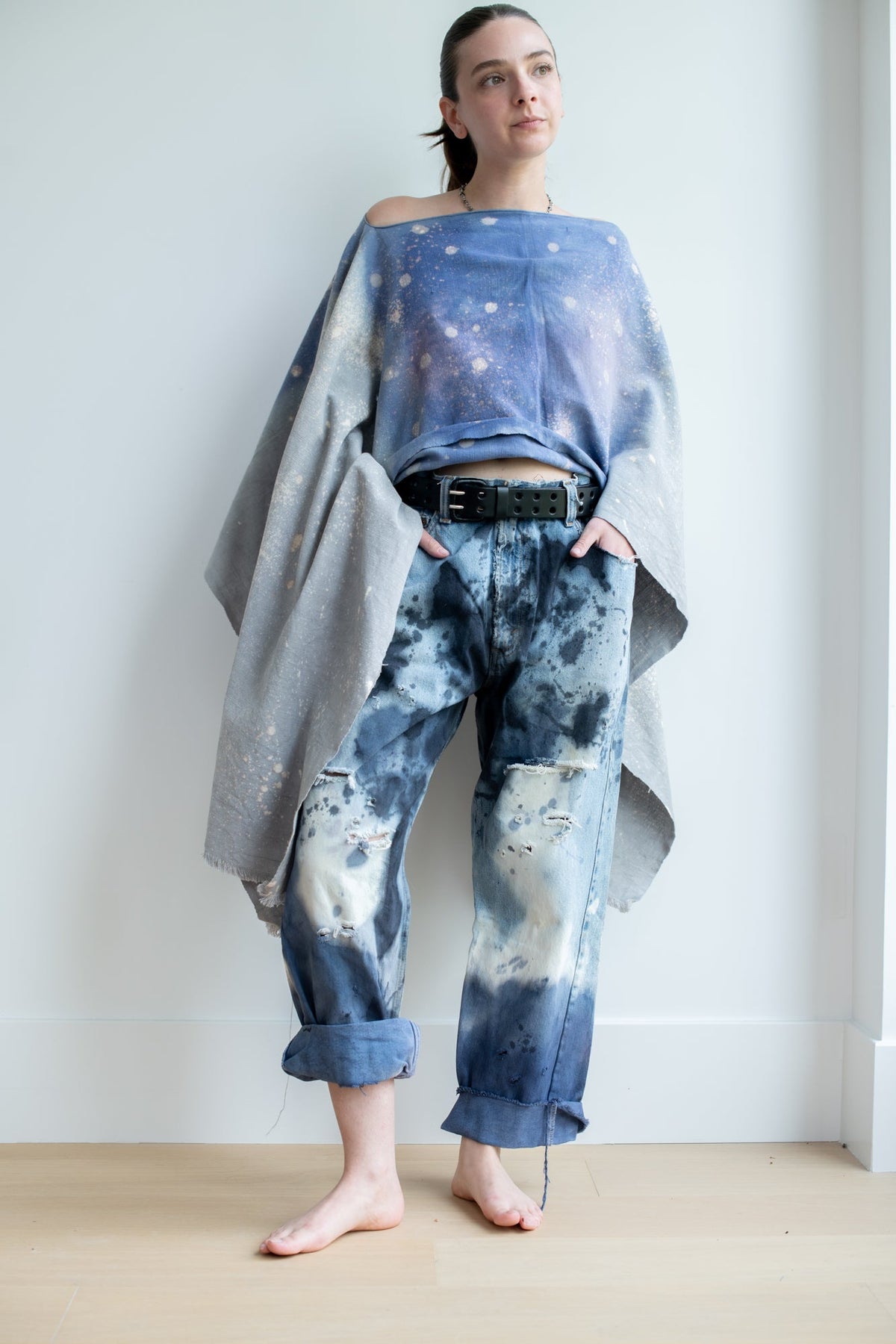 Hand Dyed Cotton/Linen Poncho