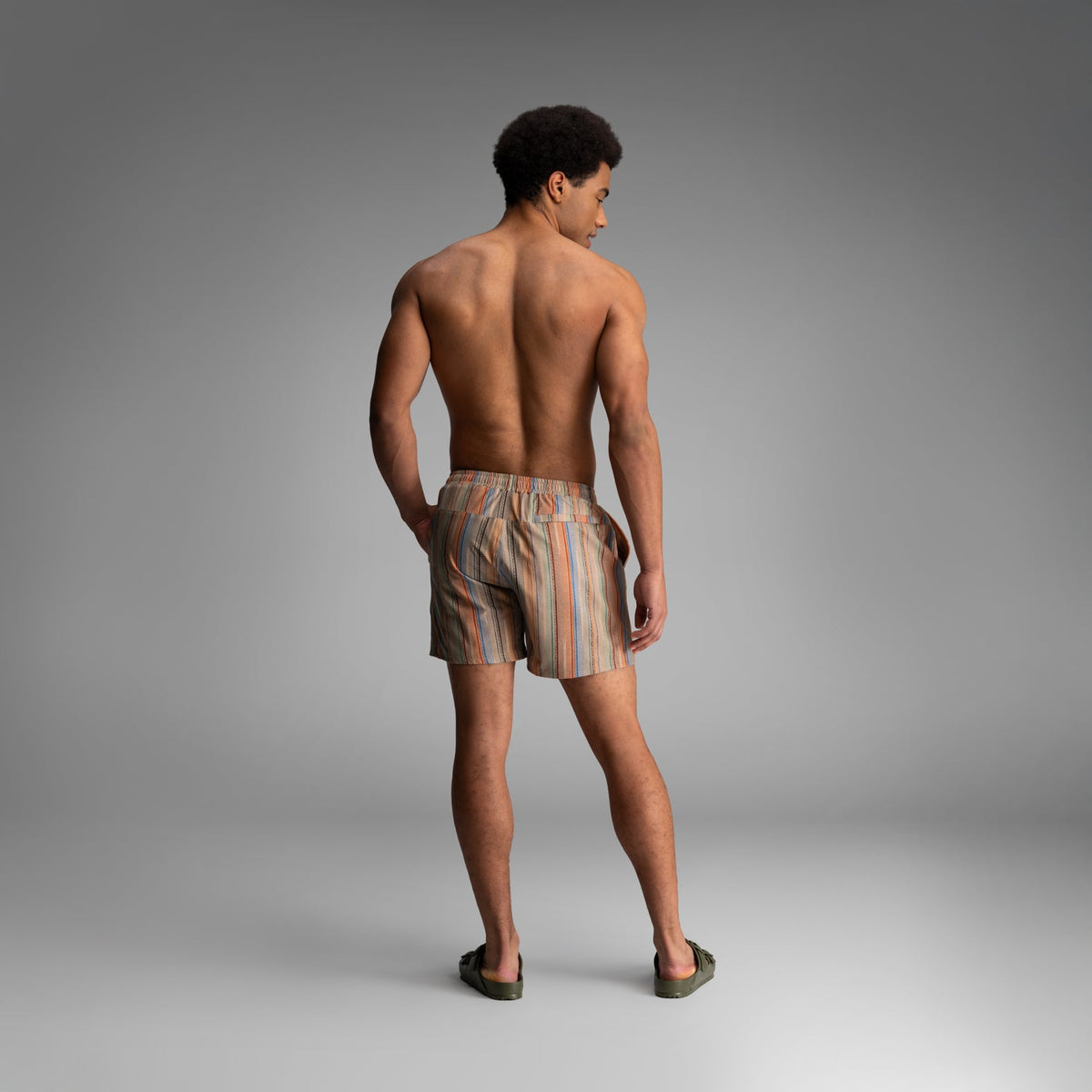 Shoreline 5" Short 2N1: Ikat Stripe - Beige