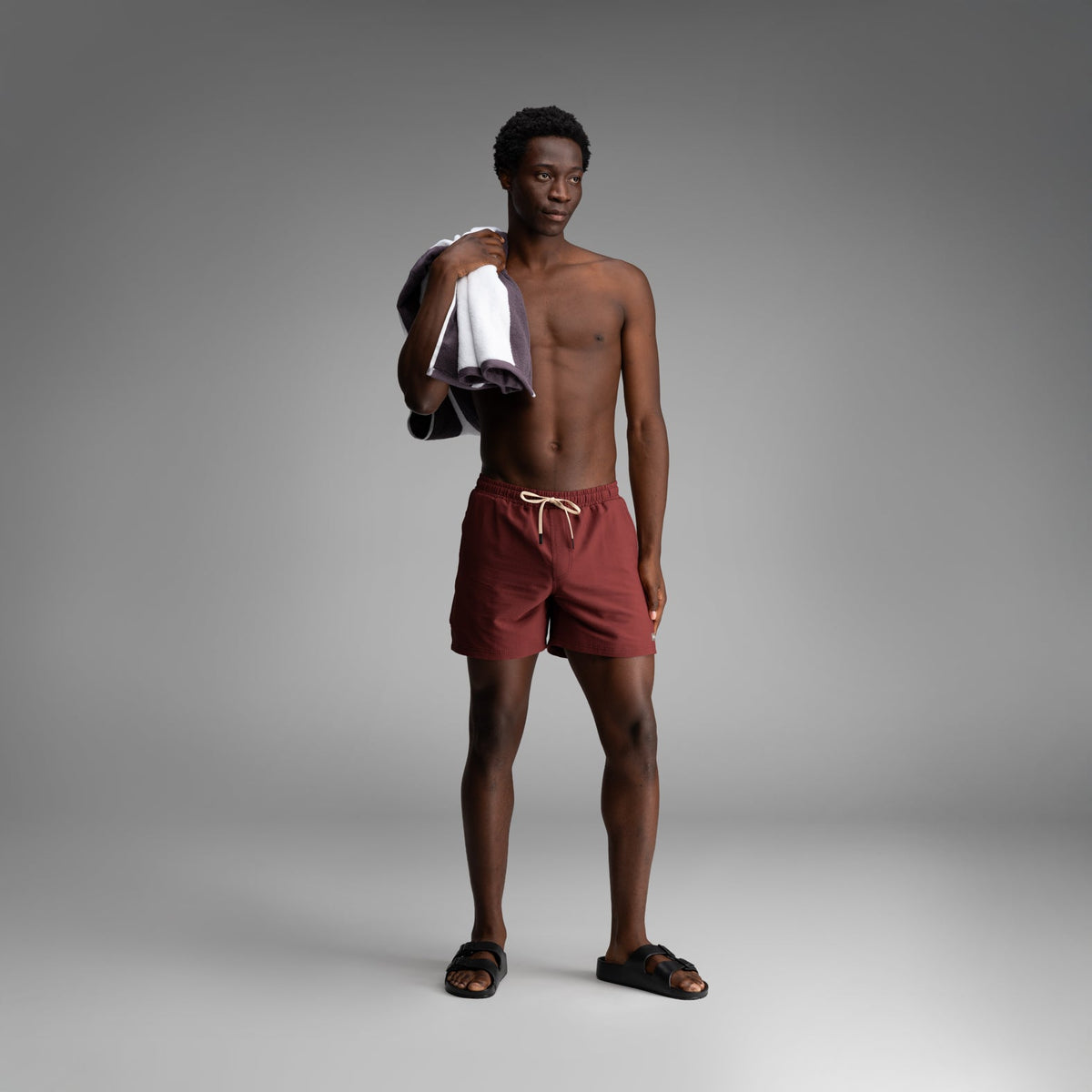 Wave 5" Swim Short 2N1: Red Mahogany