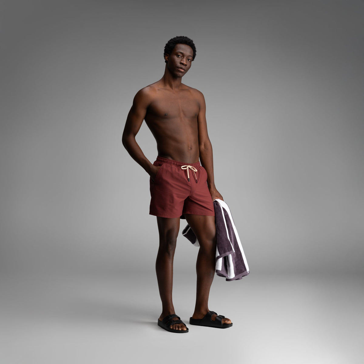 Wave 5" Swim Short 2N1: Red Mahogany