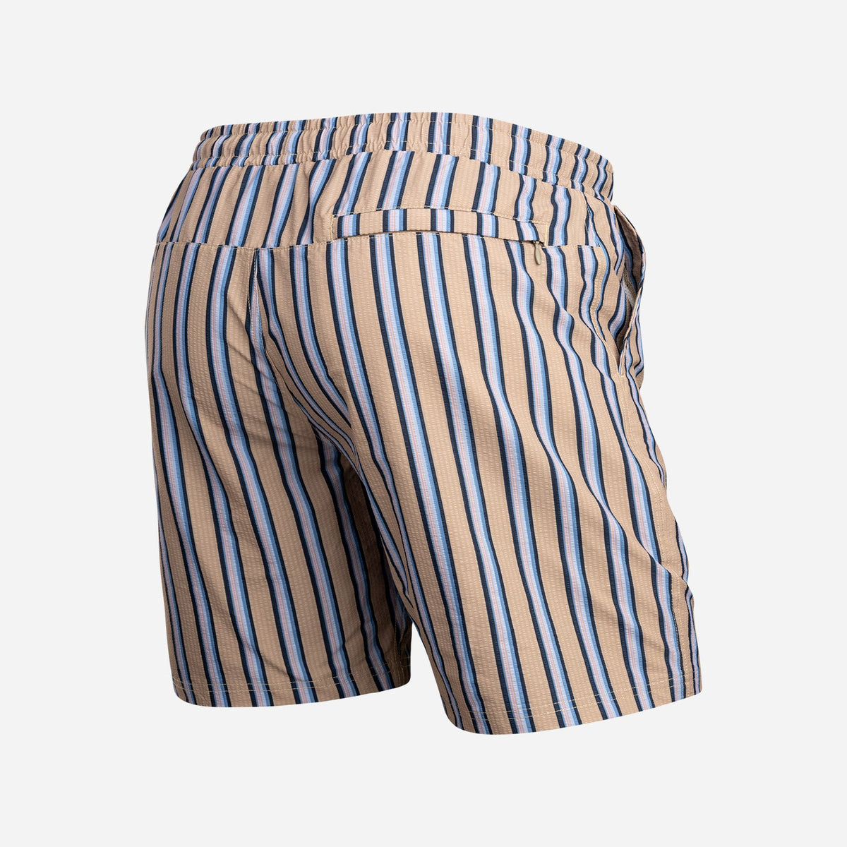 Wave 7" Swim Short 2N1: Menswear Stripe - Beige