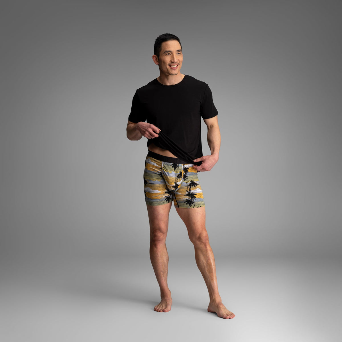 Essentials Boxer Brief: Black/Palm Tree Horizon 2 Pack