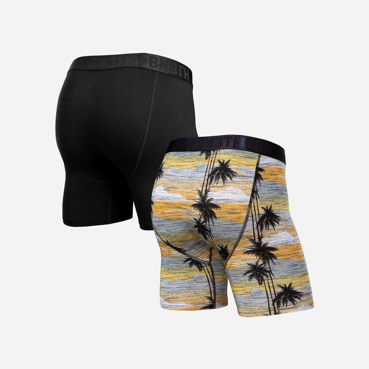 Essentials Boxer Brief: Black/Palm Tree Horizon 2 Pack