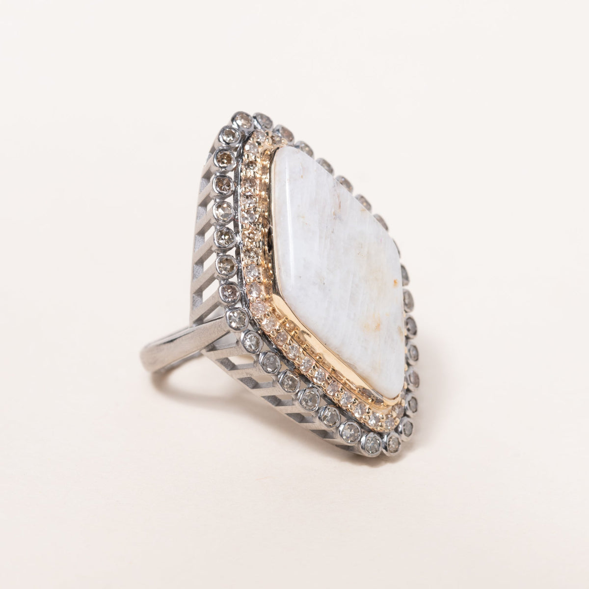Diamond Shaped Moonstone Ring