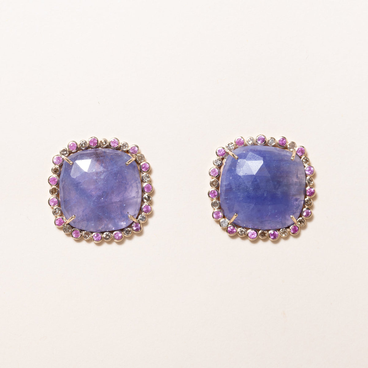 Faceted Tanzanite Studs in 14k Gold