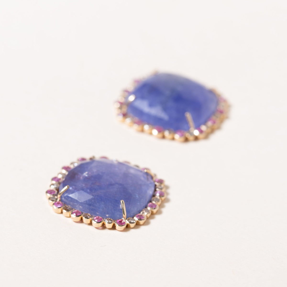 Faceted Tanzanite Studs in 14k Gold