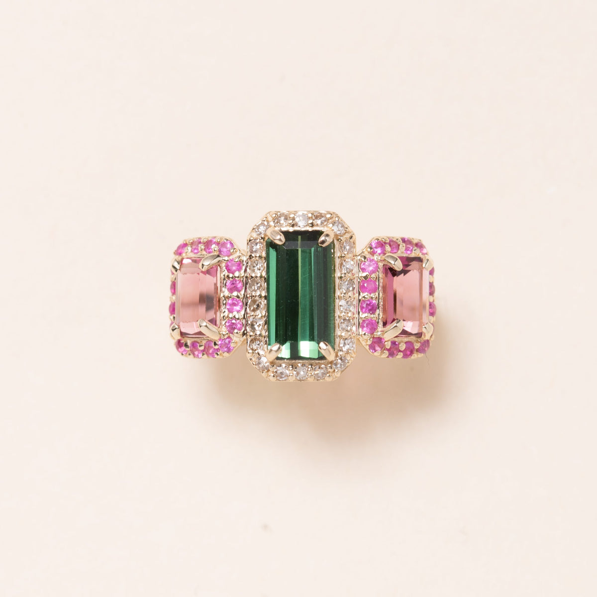 Pink & Green Tourmaline Ring