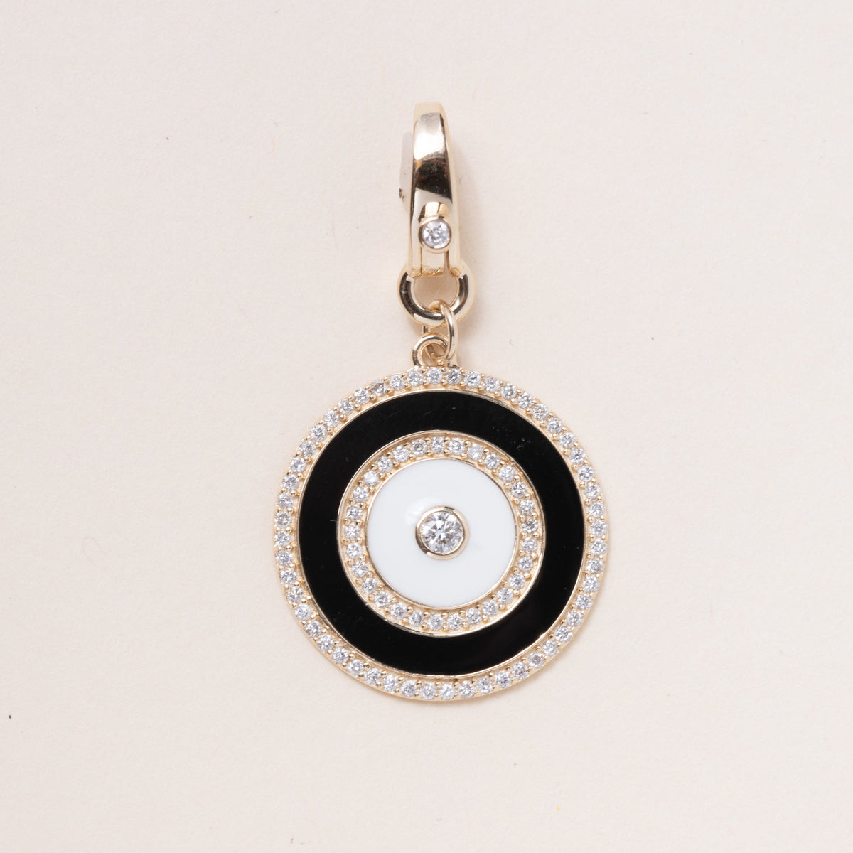 Black and White Enamel Diamond Pendant
