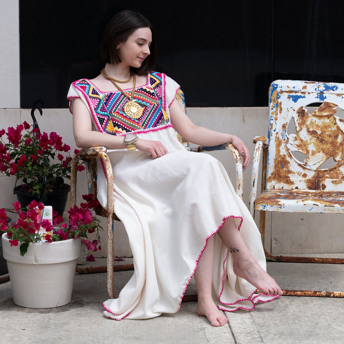 Embroidered Huipil Dress