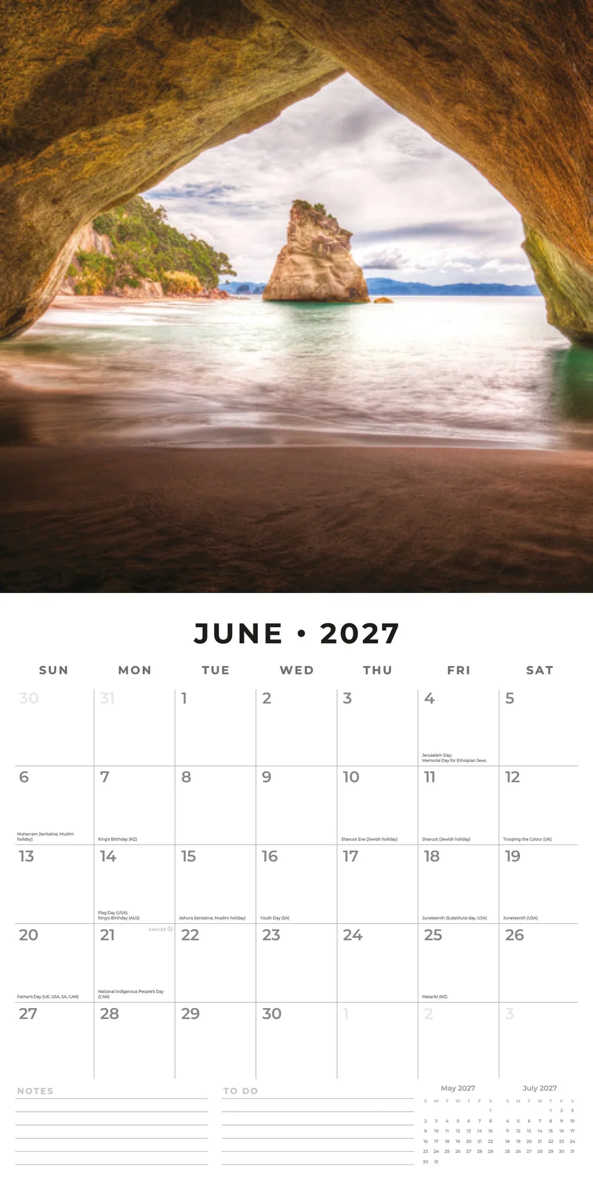 2027 Square Wall Calendar New Zealand (RR271338)