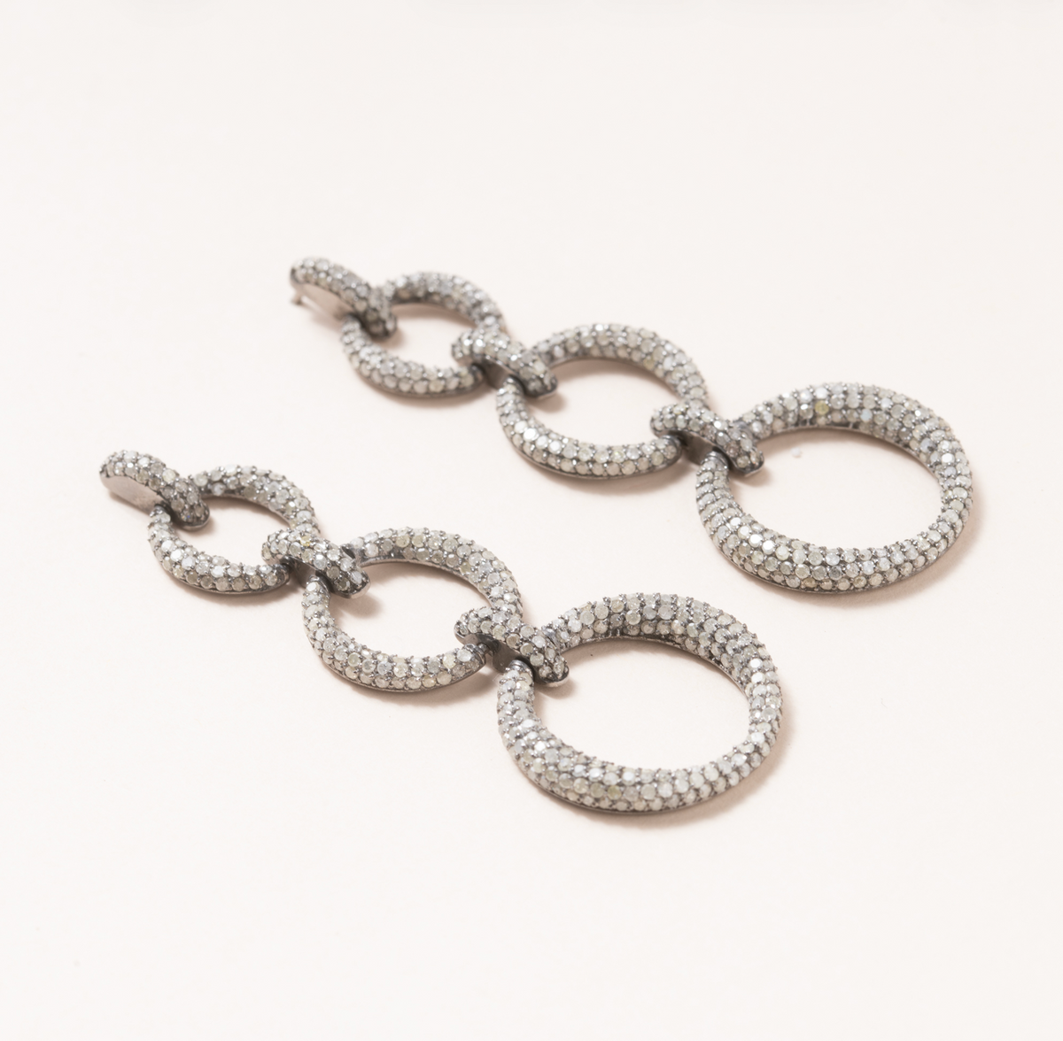 Diamond pave & Silver Earrings
