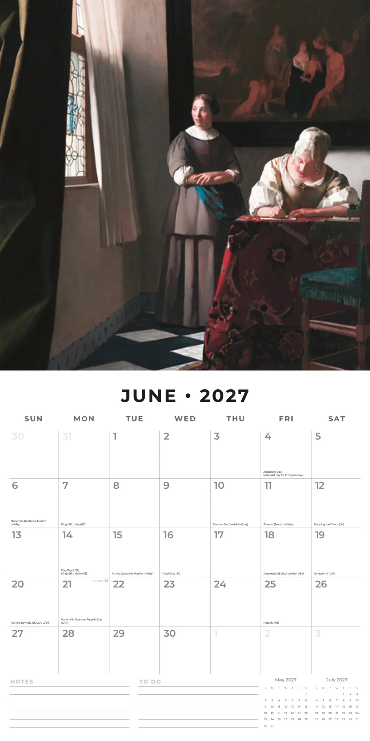 2027 Square Wall Calendar Vermeer (RR271116)