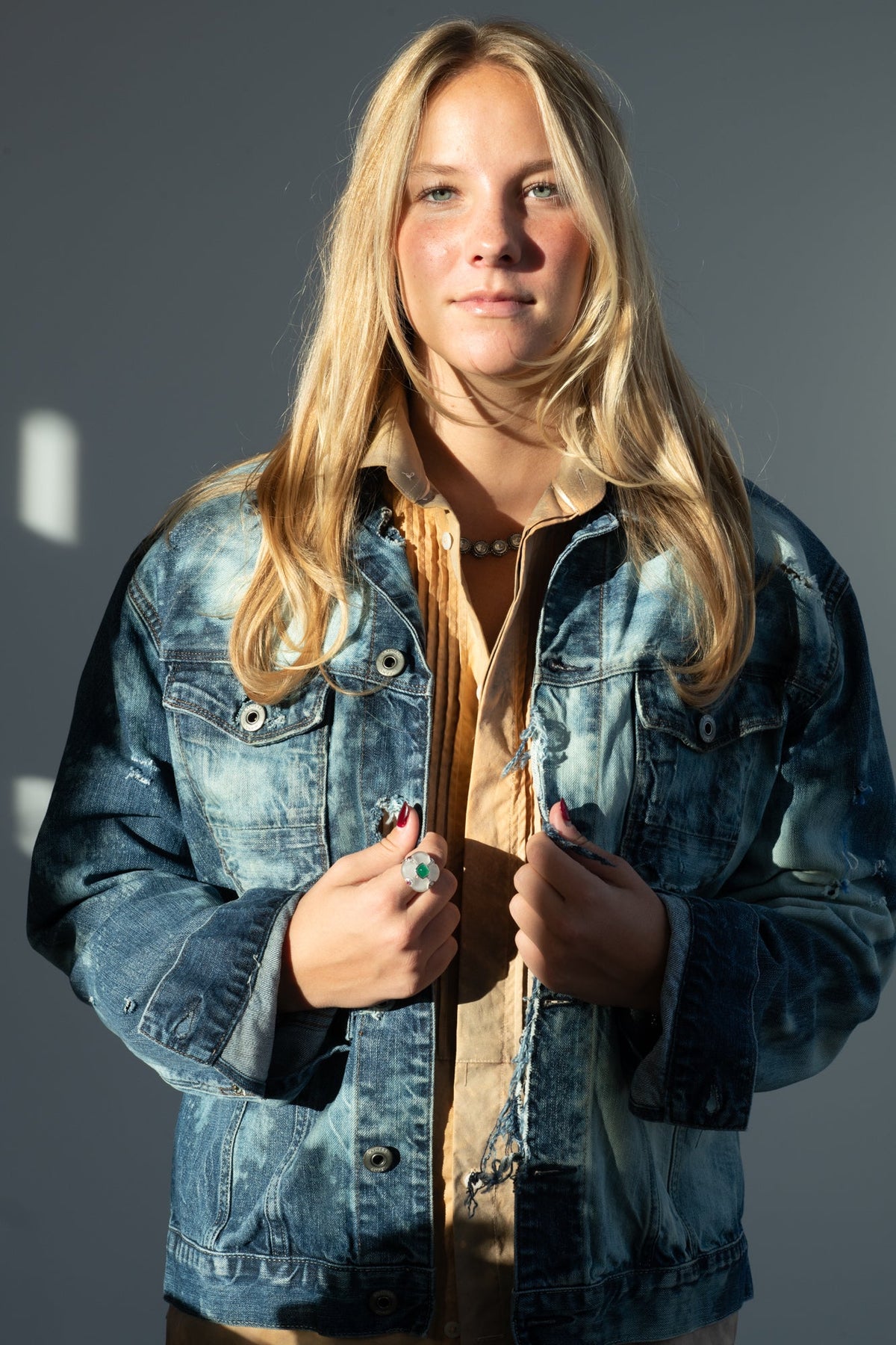 Patricia Larsen Distressed Jean Jacket