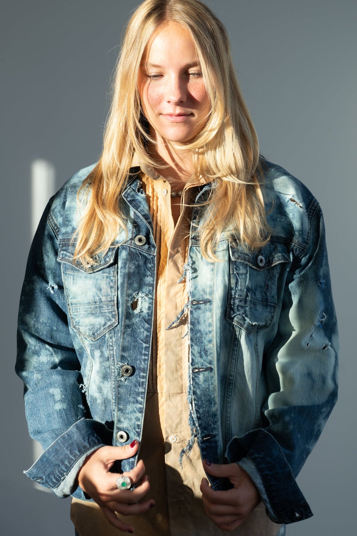 Patricia Larsen Distressed Jean Jacket