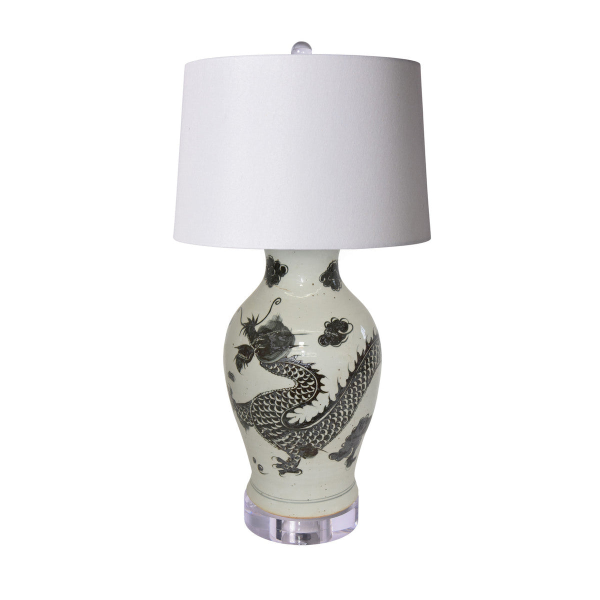 Black Dragon Porcelain Fairy Vase Table Lamp
