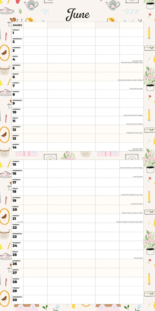 2027 Square Wall Calendar Family Organiser  At Home (RR271072)