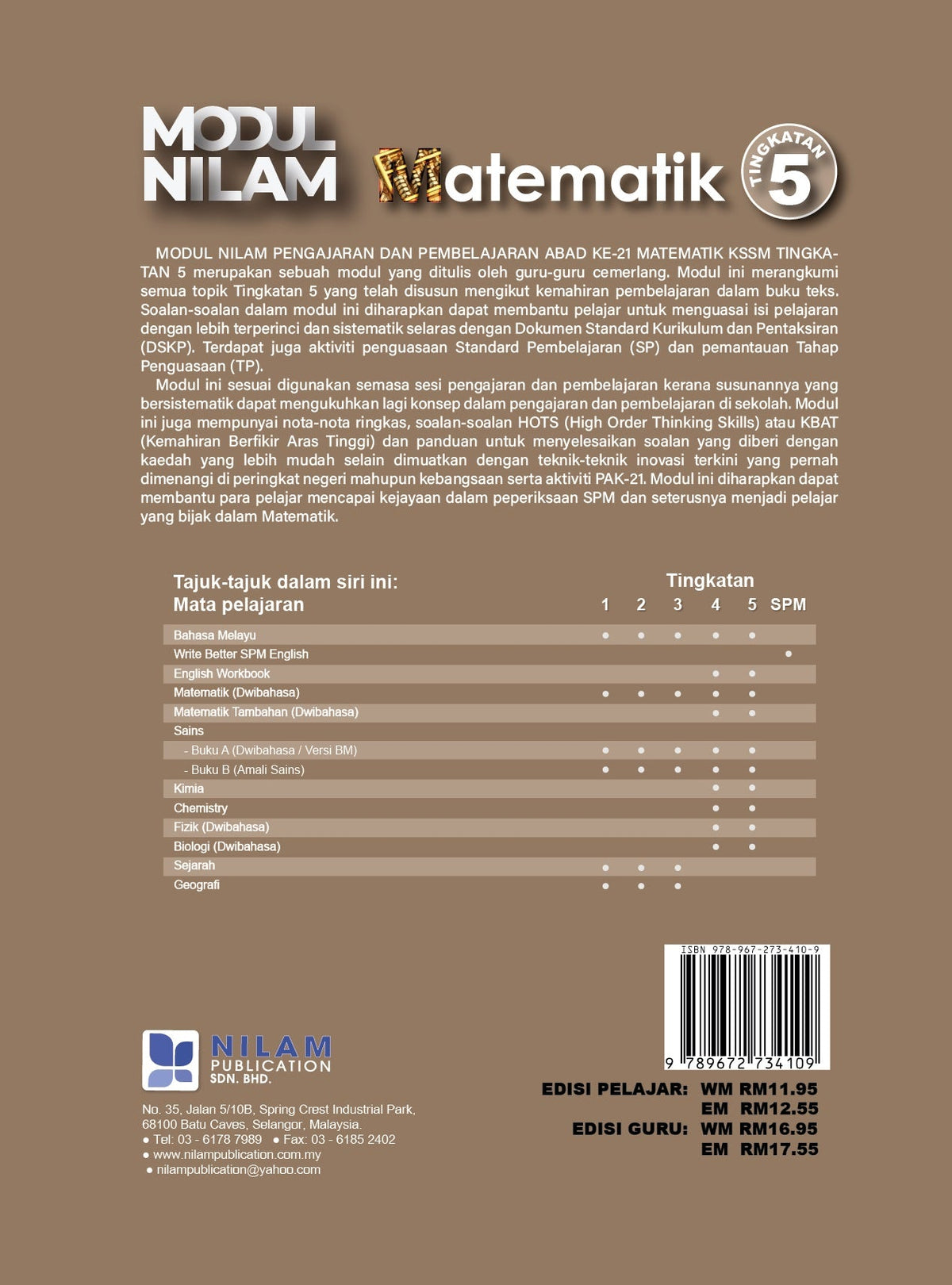 Modul Nilam P&P Abad Ke-21 Matematik Tingkatan 5 Dwibahasa 2020