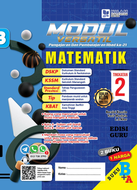 Modul Versatil P&P Abad Ke-21 Matematik Tingkatan 2 (A+B) 2022