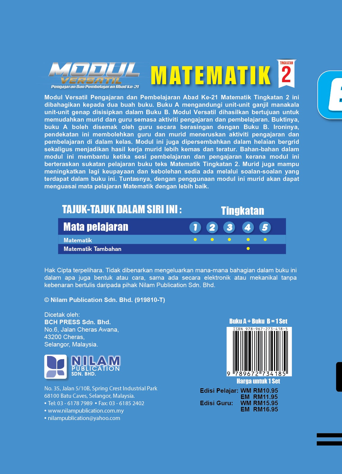 Modul Versatil P&P Abad Ke-21 Matematik Tingkatan 2 (A+B) 2022