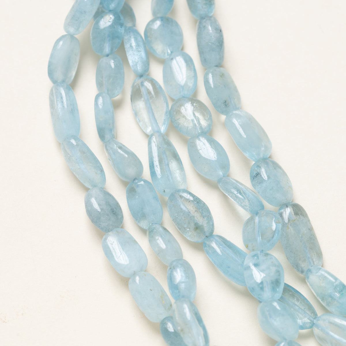 5 Strand Aquamarine Necklace with Silver Nepalese Clasp