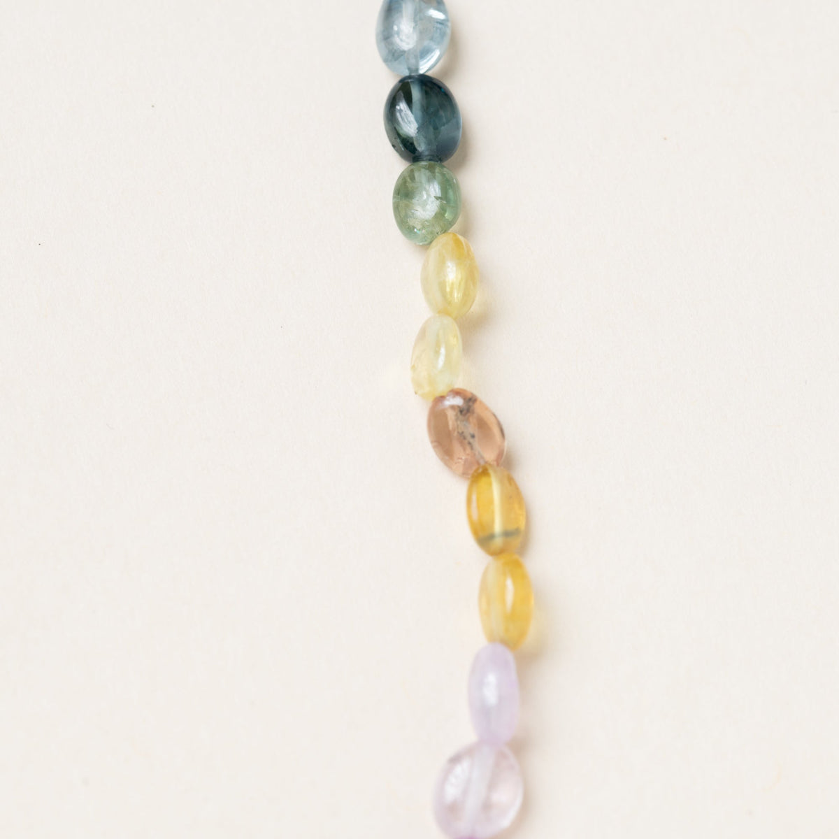 Multi Colored Soft Sapphire Necklace with Silver & 14K Gold Pave Diamond Clasp