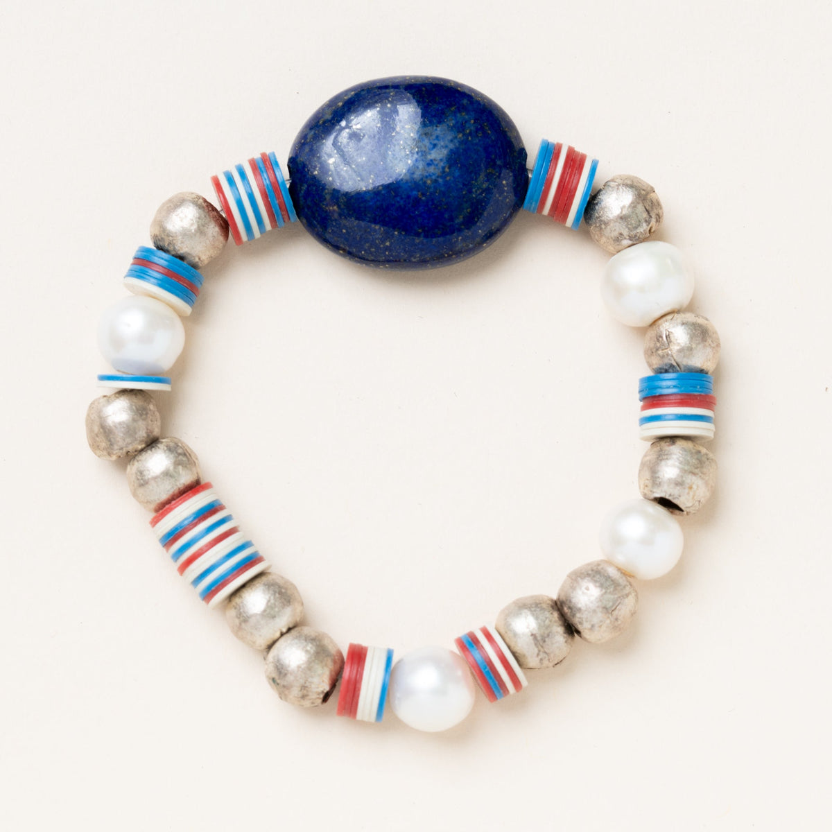 African Vinyl and Brass Beads, Pearls and Lapis Beads