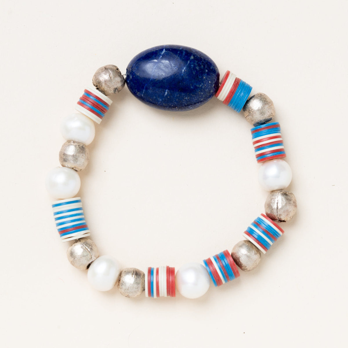 African Vinyl and Brass Beads, Pearls and Lapis Beads