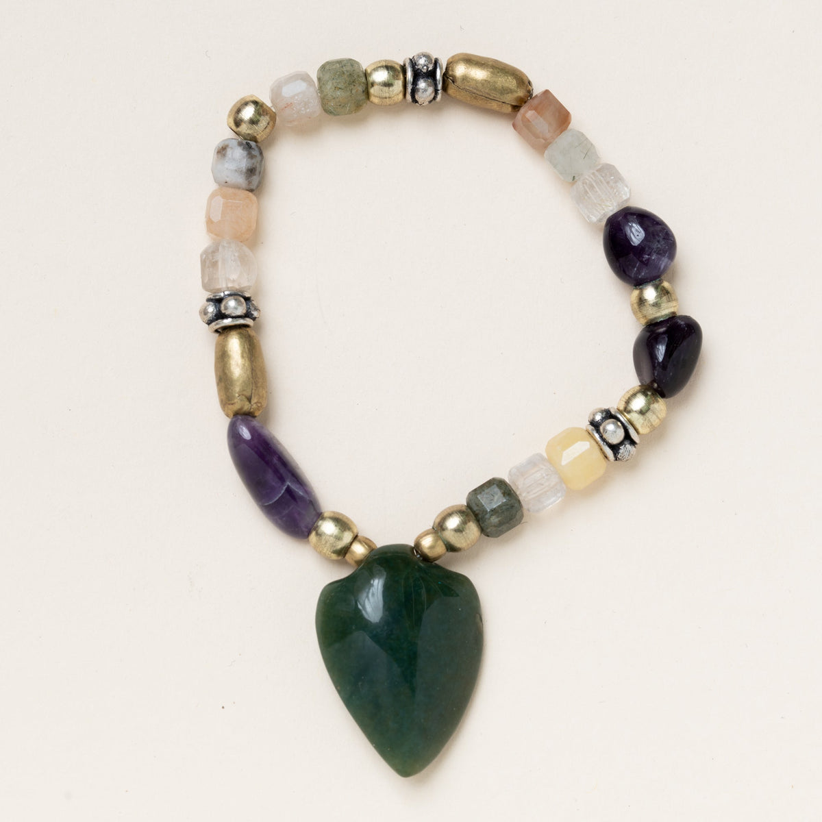 Brass, Carnelian, Phantom Crystal, Bloodstone & Amethyst