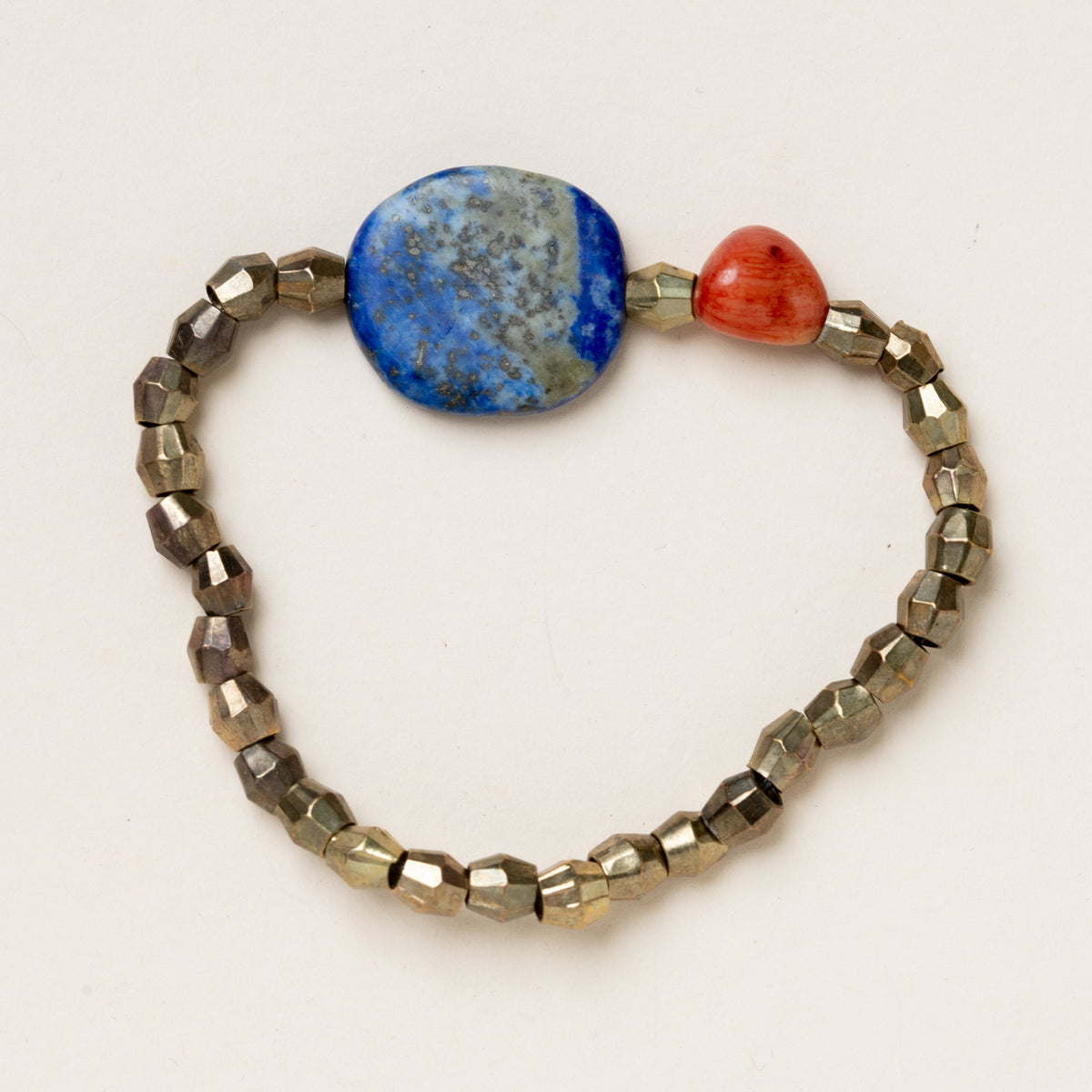 Brass Beads, Lapis & Coral Bracelet
