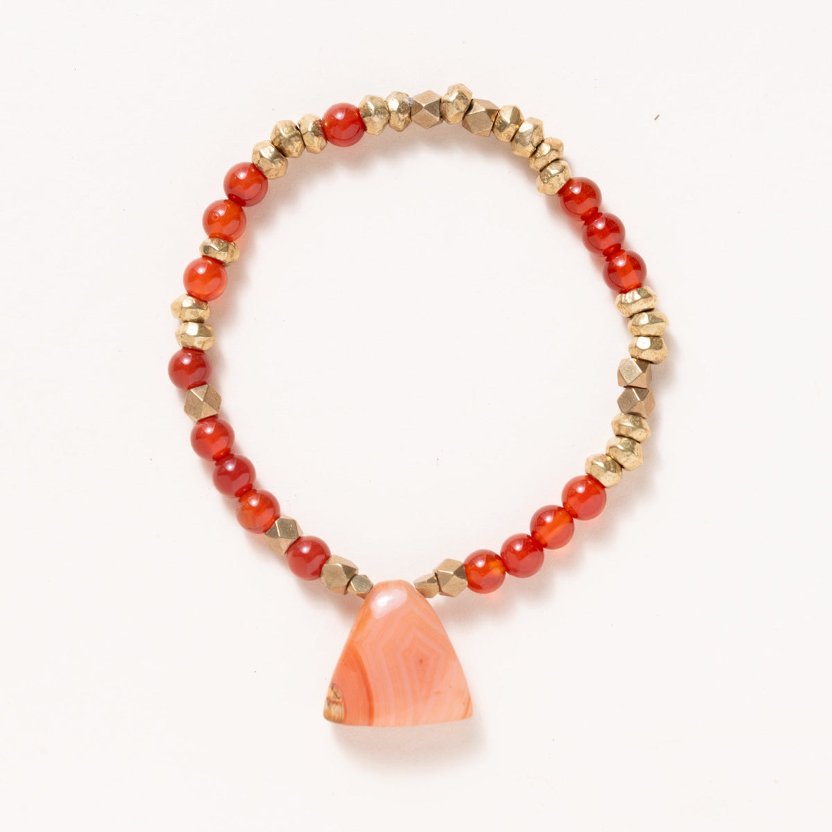 Brass Rondells, Carnelian Beads & Pendant