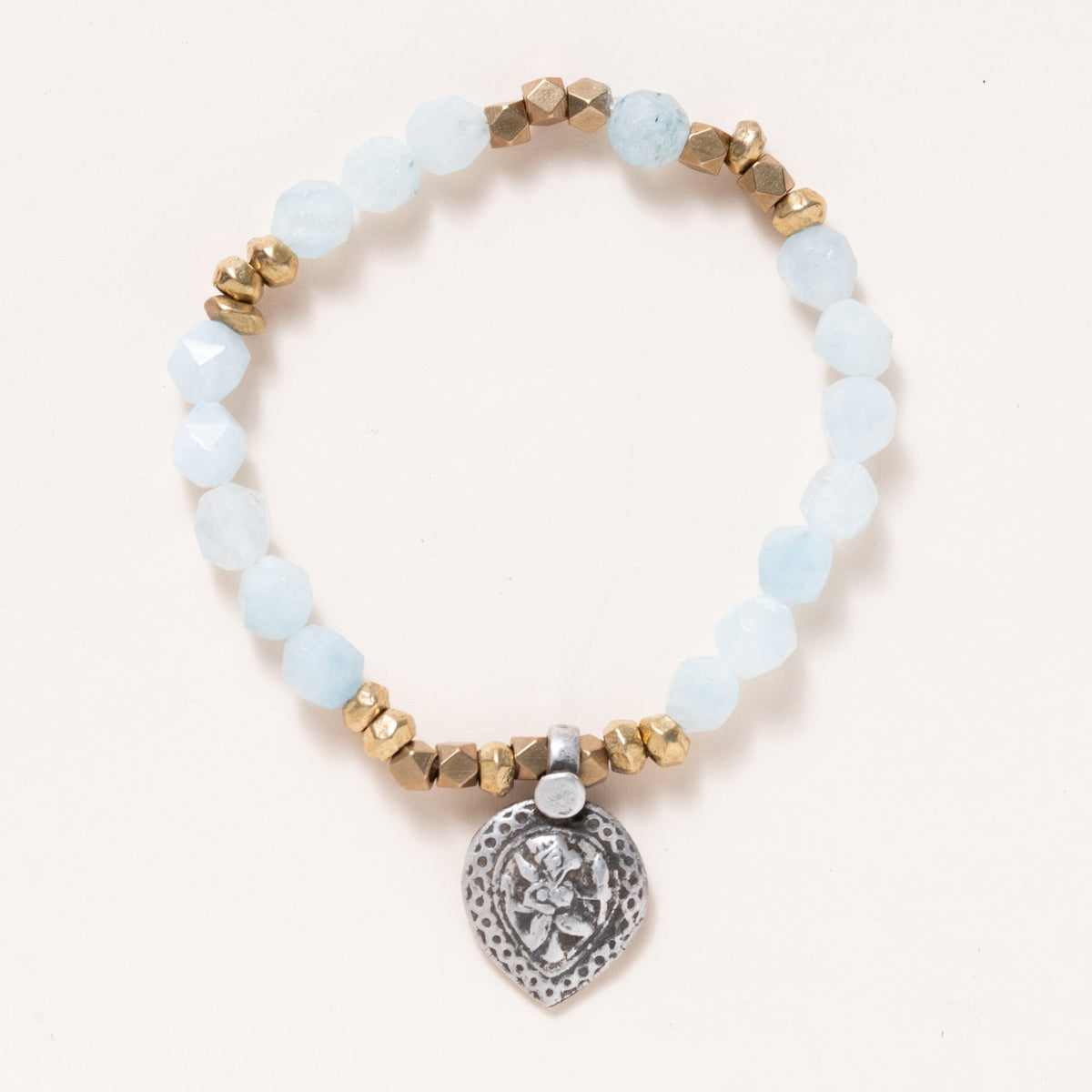 Brass, Aquamarine & Silver Deity Pendant