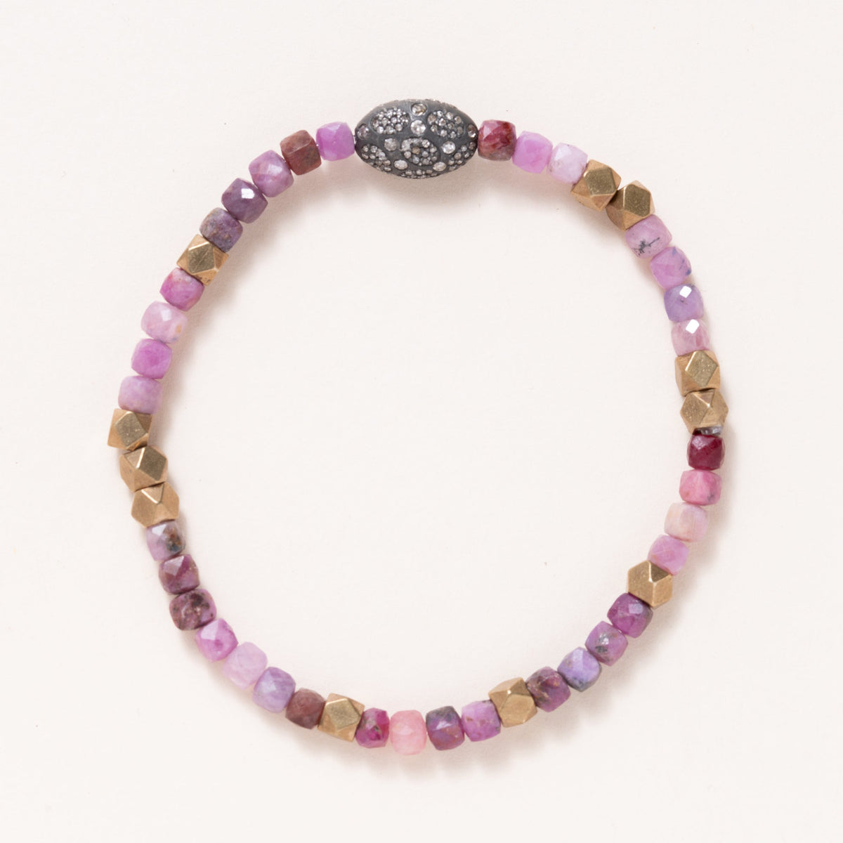 Brass, Ruby & Silver/Diamond Bead
