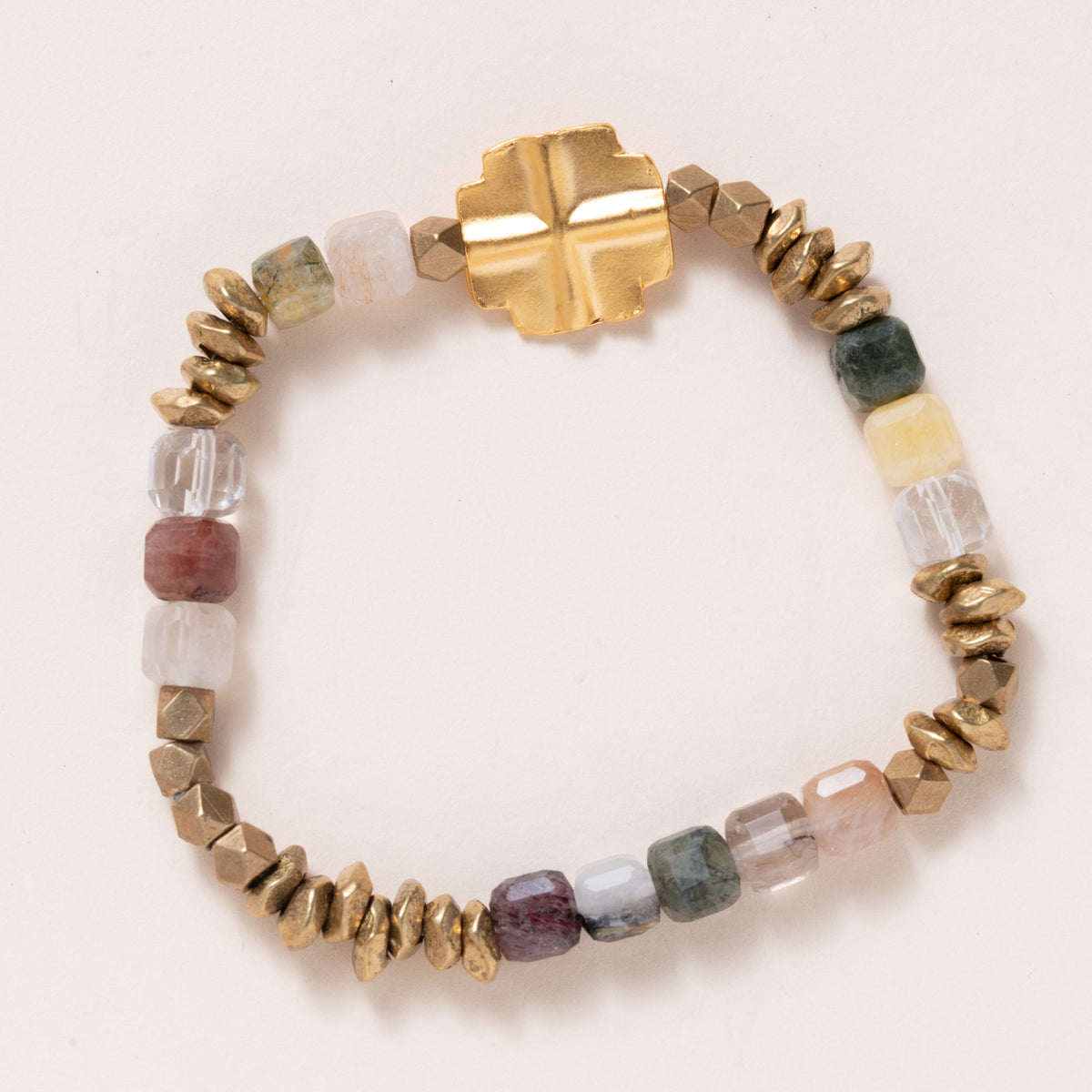 Brass, Phantom Crystal & Gold Plated Cross Bead