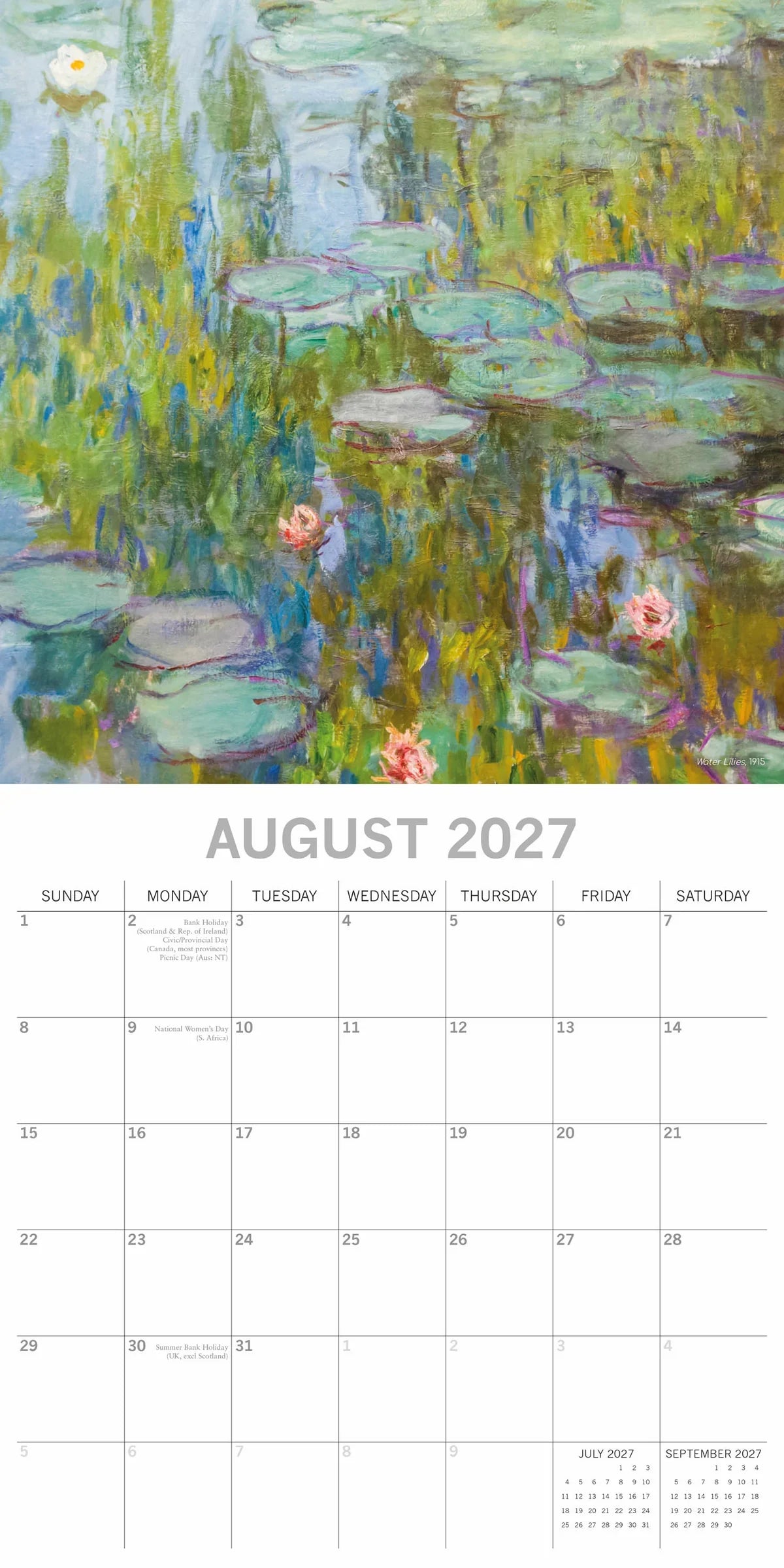2027 Square Wall Calendar Monet (RR271110)