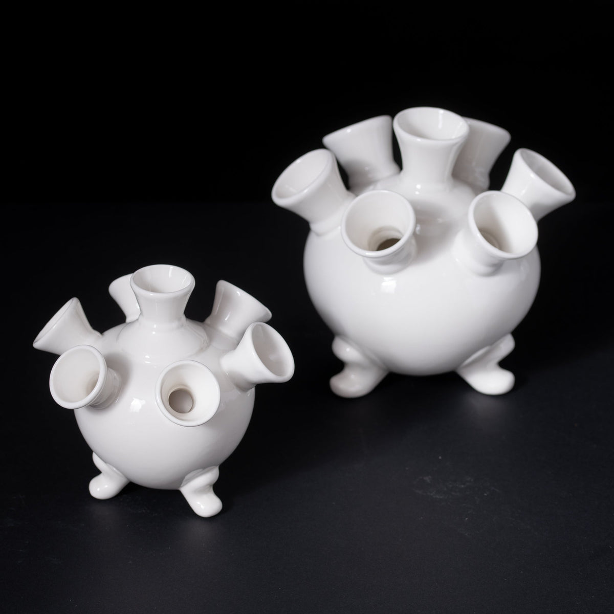Tulip Vase on Legs White Ceramic 17cm