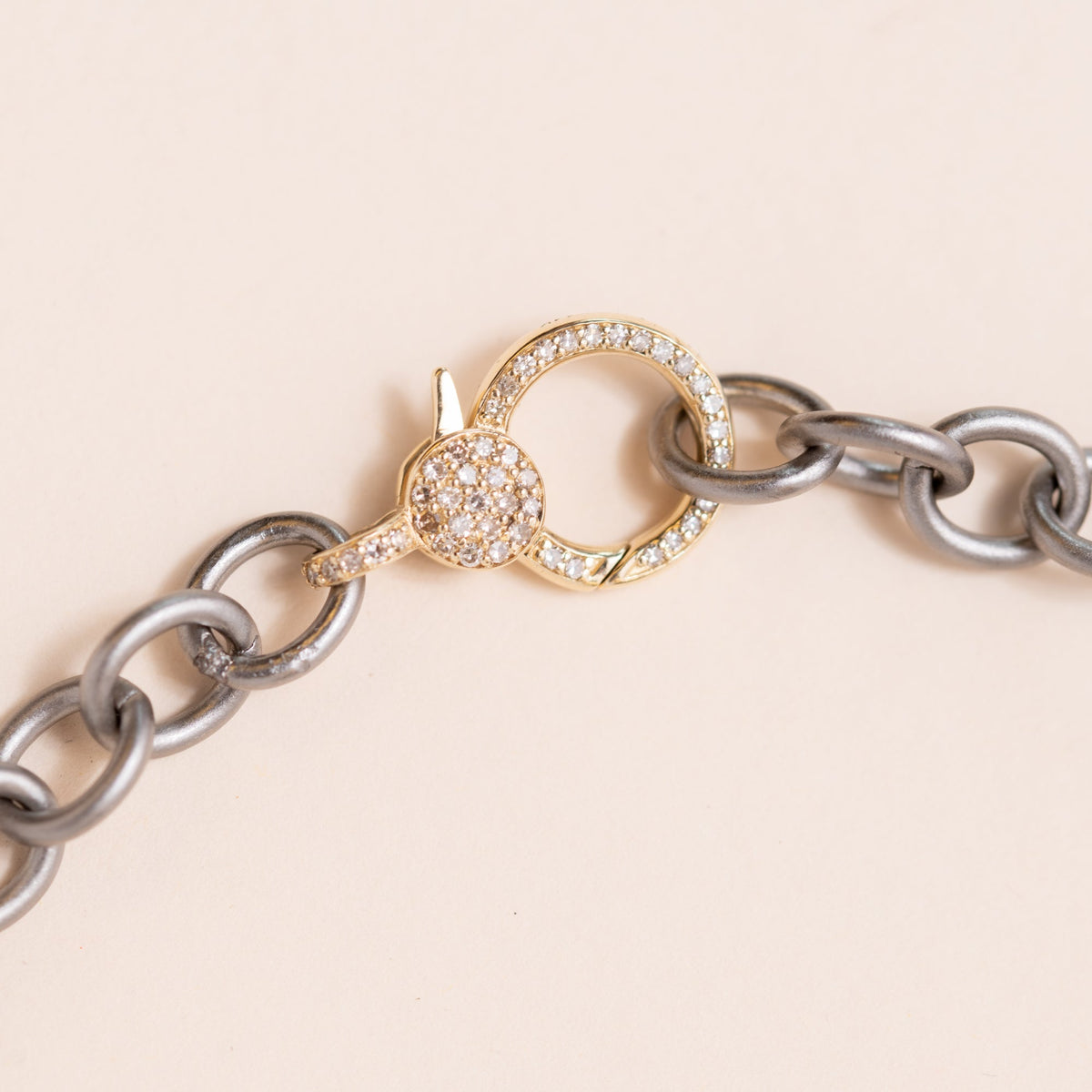Oxidized Silver Chain Necklace With 14K Gold Clasp Necklace