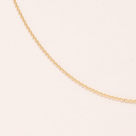 14K Gold Cable Chain Necklace, 18” Long, adjustable links